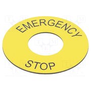 ZB2BY9330 Label; yellow; Button marking: EMERGENCY STOP; Cutout: Ø22mm 5E9GGqEKl4xObdElorJkiwPs4GOv7RJBg48RWj35uAw