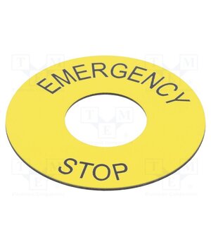 ZB2BY9330 Label; yellow; Button marking: EMERGENCY STOP; Cutout: Ø22mm 5E9GGqEKl4xObdElorJkiwPs4GOv7RJBg48RWj35uAw