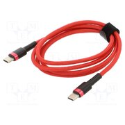 CATKLF-G09 Cable; USB C plug,both sides; 1m; red; textile; 60W o4LGn_oUGEIJ3kJqN6HCebl63xEfRRT-GWJcvye1RG8