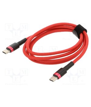 CATKLF-G09 Cable; USB C plug,both sides; 1m; red; textile; 60W o4LGn_oUGEIJ3kJqN6HCebl63xEfRRT-GWJcvye1RG8