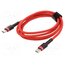 CATKLF-G09 Cable; USB C plug,both sides; 1m; red; textile; 60W o4LGn_oUGEIJ3kJqN6HCebl63xEfRRT-GWJcvye1RG8