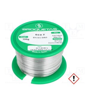 ECO2 B2.1 0,7MM 100GR Tin; lead free; Sn97Ag3; 0.7mm; 100g; reel; 221°C; Flux: SW26 mGib5Kc_sIPYJVBiSoeTxHe_8oQfl8DiaTPmoOGVz2Q