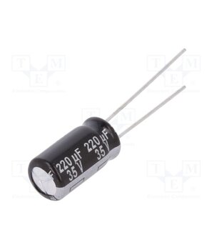 EEUEB1V221 Capacitor: electrolytic; THT; 220uF; 35VDC; Ø8x15mm; Pitch: 3.5mm 6y1wyh_uVgFOs9E6ecUjgsdCnm3M14BBEzuB2WZQm4s