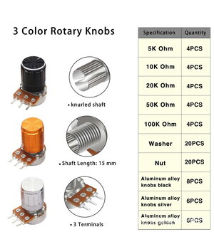 Potenciometru un pogu komplekts, 60 gab.

 ABRR151+0.jpg