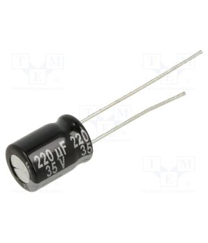 ECA1VHG221 Capacitor: electrolytic; THT; 220uF; 35VDC; Ø8x11.5mm; Pitch: 3.5mm eWIMe5qHhYsZYFZSwWDrpqdXH_HRCPX6NuaktA7q7pI