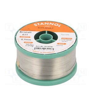 813018 Tin; lead free; Sn99,3Cu0,7; 0.7mm; 250g; reel; 2.5%; Flux: SW26 b6aIRUVZspLCw-ALU4-6zLQAY6bPCmnlJ9K6BHZPYB0