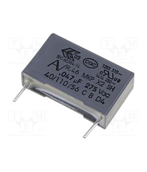 R46KI24700001K Capacitor: polypropylene; X2; R46; 47nF; 560VDC; 275VAC; 18x5x11mm 0tJdDA3K7-rf-0Fgs8Lz6x44luhRxHRi-a0YqdBNbYQ