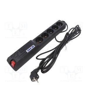ACAR 504W 5M Plug socket strip: protective; Sockets: 5; 250VAC; 10A; black BgB_xHDKBO2qlTA4RZiNljBC8tMYYbtlcJtWPK33ee4