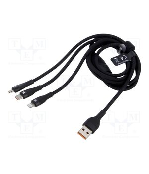 CASS030001 Cable; USB 2.0; 1.2m; black; 100W; 6A kYral7pRsVhuThjLXuZDik9MWLzxHk4EDDP4baQfBRw