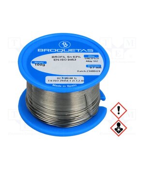 BROFIL 63 B2.1 0.7MM 100G Tin; lead-based; Sn63Pb37; 0.7mm; 100g; reel; 183°C; Flux: SW26 24_u5Ey6-cPLtuqCUlo4Xqf3nNA1FCBkmFmIAjnW_6k
