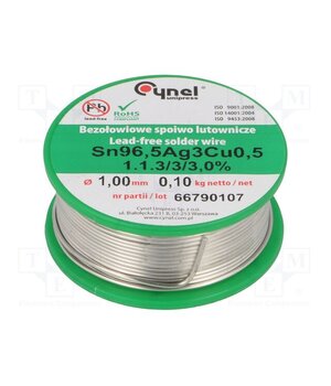 SN96,5AG3CU0,5-1.1.3 Q 1.00MM 100G Tin; lead free; Sn96,5Ag3Cu0,5; 1mm; 100g; reel; 217÷219°C; 3% cAEnK888DneR1Okro59gy5EDAEcjJLYWKwWDSMYgWz4