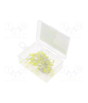 OKLEDT3100Y5 Diode: LED-kit; THT; 3mm; 100pcs; yellow; 1.8÷2.4VDC; plastic box Vn2Pz4ppR9eHD3ndr2UxpGDpnneEkKjLeqMh0qzC8L8