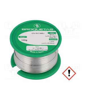 ECO1 B2.1 1,0MM 100G Tin; lead free; Sn99,3Cu0,7; 1mm; 0.1kg; reel; 220°C; Flux: SW26 UeBW7qY7tr76w_kUVrkWNM0bZDO3XjyMVc7acX_5wSg