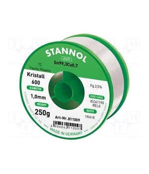 811009 Tin; lead free; Sn99,3Cu0,7; 1mm; 250g; reel; 2.5%; Flux: SW33 Ws3sEolTHnHiKbXtdTG7AqncdKGoOo571ZRS83Mhi8I