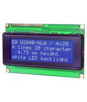 EA W204B-NLW Display: LCD; alphanumeric; STN Negative; 20x4; blue; 98x60mm; LED 17vH8MyDZMwhPuX6pKmTUiQUXjLqlsXuEqbS_fHtezA