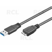KABELIS KOMPIUTERIUI USB 3.0 A (K) <-> micro USB B (K), 1.8m, Super Speed 5 Gbit/s