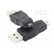 ADAPTERIS - PERĖJIMAS  USB A (K) <-> mini USB (K) 4pin