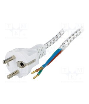 50504 Cable; 3x0.75mm2; CEE 7/7 (E/F) plug,cables; textile; 3m; white yR6s1CaxBiJmManQo326JKoryxb8AyCdQoc9TpgVJ4E