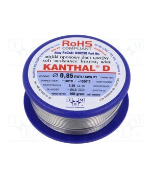 030238 100G Resistance wire; 2.38Ω/m; -100÷1300°C; 0.1kg; Øout: 0.85mm; FeCrAl xGha8GNjZPPBZaCDmKLIQVtDizhIIDnWJsaj6YXP-yI