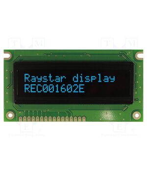 REC001602EBPP5N00100 Display: OLED; alphanumeric; 16x2; Dim: 84x44x10mm; blue; PIN: 16 bmCHgNPUdZ1THFH0P7-LRswrgZUtQbdgV-ChZkj0KGg