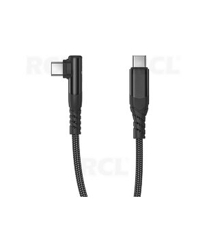 USB-C <-> USB-C PD 60W kabelis, leņķveida, 1 m, melns

 CKAK1652J1.jpg