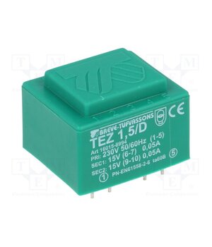 TEZ1.5/D230/15-15V Transformer: encapsulated; 1.5VA; 230VAC; 15V; 15V; 5mA; 50mA; PCB 3sKHdxjuTE_lx8kkc6SMRHiAAy4JTzit8LW7UydUAH0
