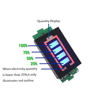 Litija baterijas kapacitātes indikatora modulis, 16,8 V 4s, 13,2 V–15,6 V, zils

 ATMI52+3.jpg