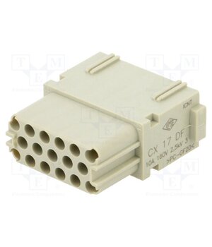 CX 17 DF Connector: HDC; contact insert; female; MIXO; PIN: 17; 10A; 250V Qeaaz6kxeb7_qTfK68ljR0ZOAbgmcmXhopJfhR6M7x4