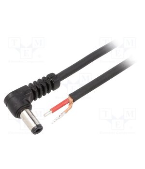 A21-TT-C100-150BK Cable; 1x1mm2; wires,DC 5,5/2,1 plug; angled; black; 1.5m dCeLcfX9KJTchaqFpGKz3wJJUtaz63nM3yyXEoGZ7Yw