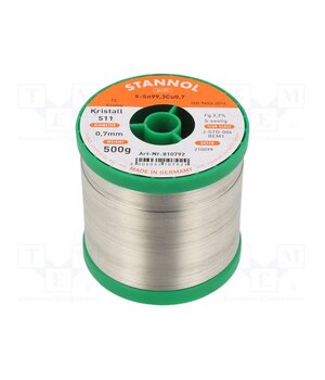 810792 Tin; lead free; Sn99,3Cu0,7; 700um; 0.5kg; reel; 227°C; Flux: SW26 OxCpgwCs1miKR9d0KEF46-dikae666vHV4yrWdfoyio