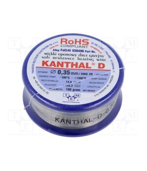 030490 100G Resistance wire; 14Ω/m; -100÷1300°C; 0.1kg; Øout: 0.35mm; FeCrAl ROSNXbTNCo6VAa8fJgOobPkhBOU09luosU8GRDKlxRA