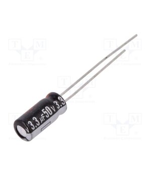 EEUEB1H3R3S Capacitor: electrolytic; THT; 3.3uF; 50VDC; Ø5x11mm; Pitch: 2mm uxhCgaDEiLNEbI1KMDsuOHartVPi0L4w_GirSgMJxx8