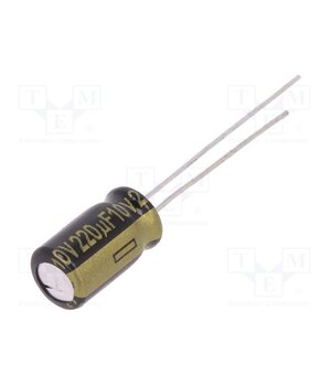 EEUFM1A221 Capacitor: electrolytic; low ESR; THT; 220uF; 10VDC; Ø6.3x11.2mm vjQiHoxXrHmzO060JhxBE898qEzikwGI_Lum8FSX2O4