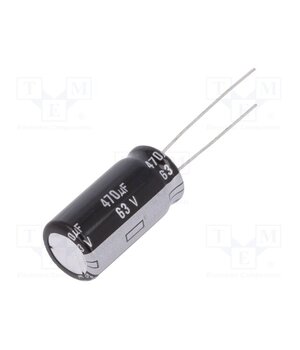 EEUEB1J471 Capacitor: electrolytic; THT; 470uF; 63VDC; Ø12.5x25mm; Pitch: 5mm PAb0tHGBMU_igEYLnHrbR3a2Y9Q0dzTJVgIkh8OEgZQ