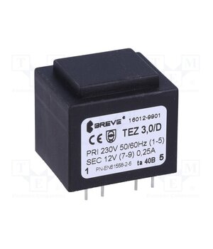 TEZ3.0/D230/12V TA40 Transformer: encapsulated; 3VA; 230VAC; 12V; 250mA; PCB; IP00; TEZ hntYWD5-2RhOuu1XlQuNpn65nns4sFtmXLYxLHBEXv4