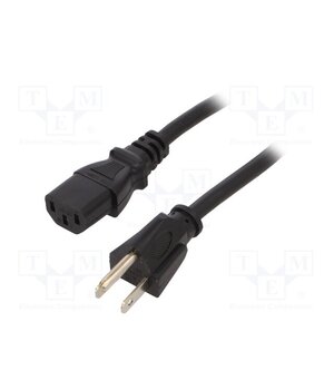 6009.1315 Cable; 3x18AWG; IEC C13 female,NEMA 5-15 (B) plug; PVC; 2.5m FA6t93iJCM6pwuQMdqrQUS1UiVu5rb1fm8ed1RdmdG4