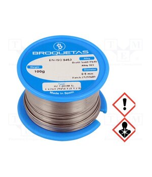 BROFIL 60 B2.1 0.5MM 100G Tin; lead-based; Sn60Pb40; 0.5mm; 0.1kg; reel; 183÷190°C; Flux: SW26 JQ-MLQwyTqgMe8pwL2ng0q60TpE4TJqDFJEJbPvXVO0