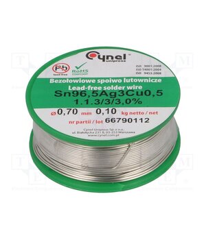 SN96,5AG3CU0,5-1.1.3 Q 0.70MM 100G Tin; lead free; Sn96,5Ag3Cu0,5; 700um; 100g; reel; 217÷219°C; 3% _OejBdIGaazsyJmGCkNaCs8fLKEMez0sZZFnSAQxRHM