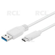 KABELIS USB 3.0 <> USB-C (Type-C)  5 Gbit/s 1m, varinis, apkrovai iki 4.5W