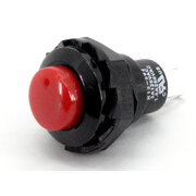 PUSH BUTTON SWITCH OFF-(ON), 1.5A 250VAC, 3A 125VAC. D=12.7mm, red, plastic