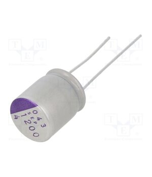 4SEP1200M Capacitor: polymer; 1200uF; 4VDC; THT; ±20%; Body dim: Ø10x13mm acXqx9XDBlp07HSfrBmShYKlc-7kx0PkFqxi0m7nXQY