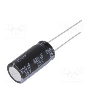 EEUFR1E821 Capacitor: electrolytic; low ESR; THT; 820uF; 25VDC; Ø10x20mm; ±20% 2OBH0I3LM7I4l5exv6ADzwocgcCnLzpCNYxmobmb5Eo
