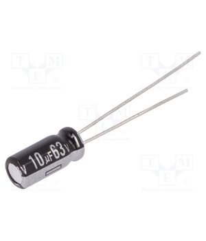 EEUEB1J100S Capacitor: electrolytic; THT; 10uF; 63VDC; Ø5x11mm; Pitch: 2mm; ±20% -rVYcdo4VBd4f5EeRp_FEfd0s3iToyYU8zriLWykd34
