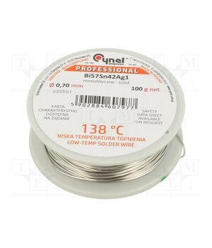 BI57SN42AG1-B/T Ø 0.70 100 G Tin; lead free; Bi57Sn42Ag1; 0.7mm; 100g; reel; Flux: flux free wXrLpnVjILJ6lXf2AbySMIZD_bfRtpf2FJvyl-zTjGc