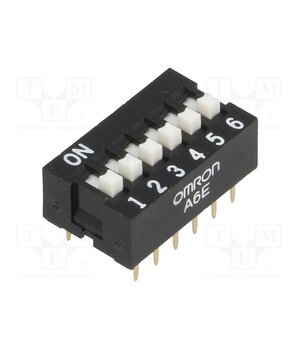A6E-6104-N Switch: DIP-SWITCH; Poles number: 6; ON-OFF; 0.025A/24VDC; Pos: 2 mb8VKhwMphJiwqwJyK51hg7GM2P6vE0NfKexzgcBhrU