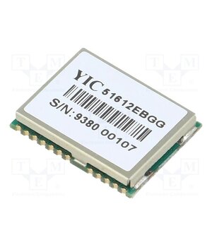 YIC51612EBGG-33 Module: GPS/QZSS; ±2.5m; GPS; -161dBm; 3÷4.3VDC; 9.6kbps; 10Hz; UART 8CtgnwemvVYteOKGpPuP5fK80m5bBWvDrX_wvehMF4A