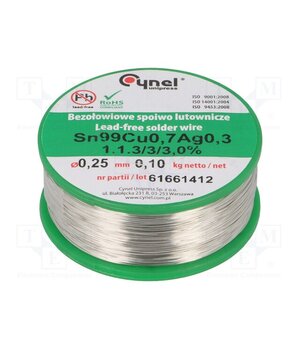 SN99CU07AG03-1.1.3/0.25MM 100G Tin; lead free; Sn99Cu0,7Ag0,3; 0.25mm; 100g; reel; 216÷227°C; 3% E2tgqRVFqsanzI-vcrFsWzYM1t-zpeA2uNcw_ubqSYM