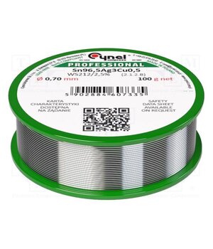 SN96,5AG3CU0,5-WS212/2,5%0.70 100 G Tin; lead free; Sn96,5Ag3Cu0,5; 0.7mm; 100g; reel; 217÷220°C; 2.5% Kr94wpvRlEqJe277zAL6ysHvjTrXmVME0WN2a8Euffw