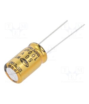 WT1H107M10016PA Capacitor: electrolytic; THT; 100uF; 50VDC; Ø10x16mm; ±20%; 5000h K10dJN5hfMXRJqG2oux9a8KcSVmaUMgNIYqUpE3LA3k