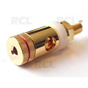 SOCKET ø4mm 'banan' type, professional, red, gold-plated